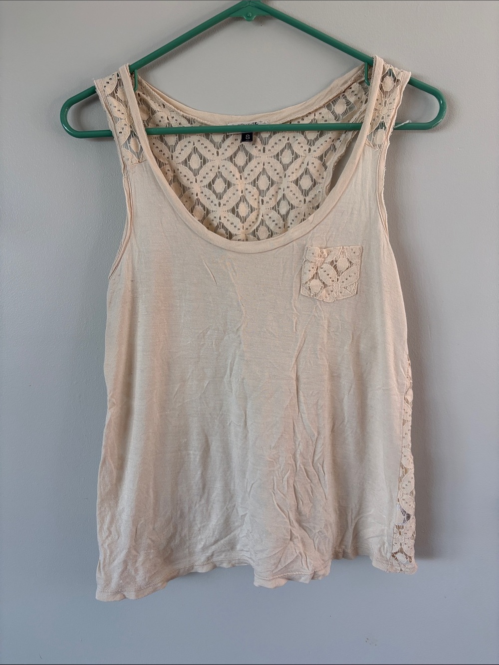 Cream Lace-Back Tank Top